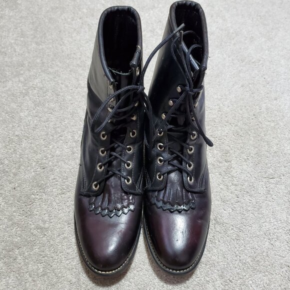 Laredo Black Leather Lace Up Boots - Picture 2 of 12